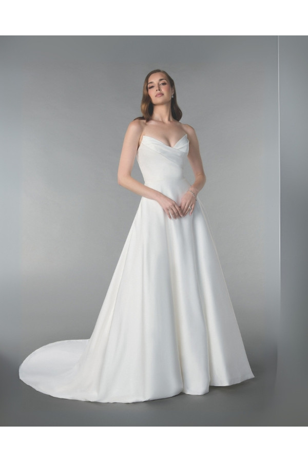Abito da sposa 55223-ja-26, bianco, ampio, mikado, ring
