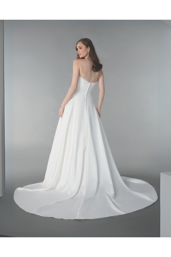 Abito da sposa 55223-ja-26, bianco, ampio, mikado, ring