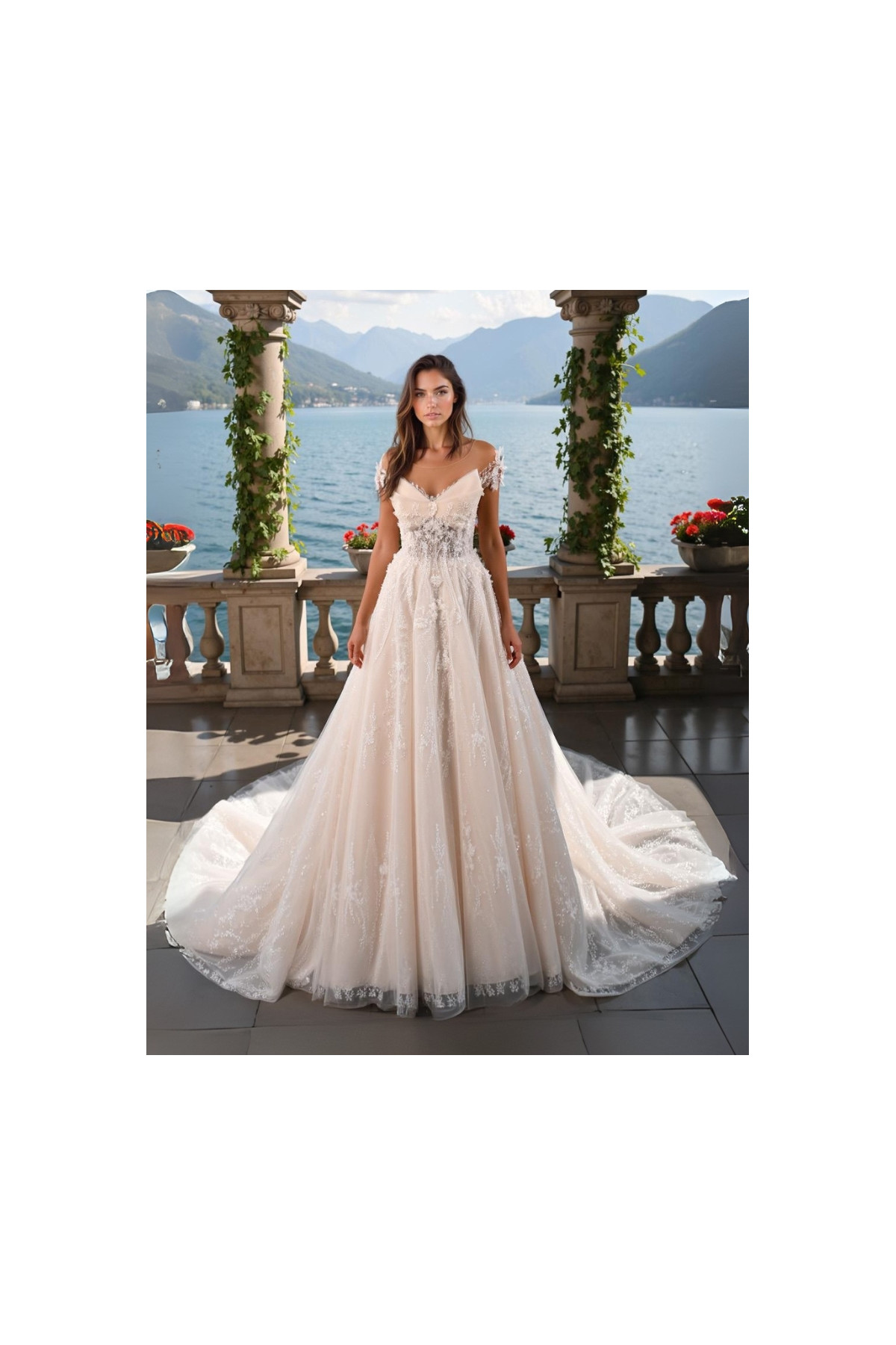 Abito da sposa 26KS-02-MK-26, avorio, ampio, tulle Kelly Star