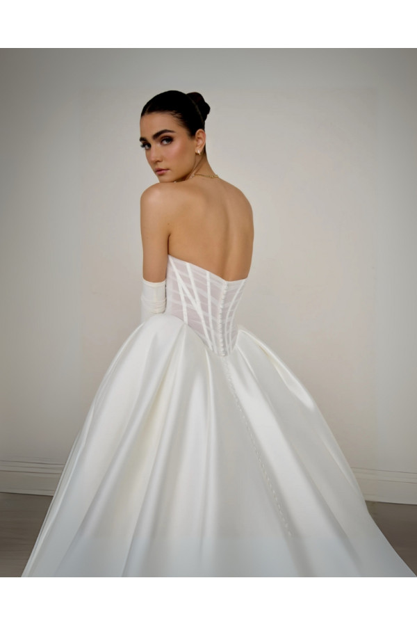 Monarch abito da sposa avorio ampio in raso di Justin Alexander