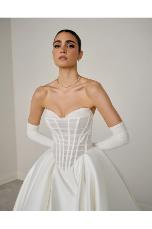 Monarch abito da sposa avorio ampio in raso di Justin Alexander