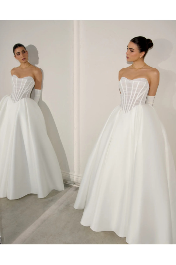 Monarch abito da sposa avorio ampio in raso di Justin Alexander