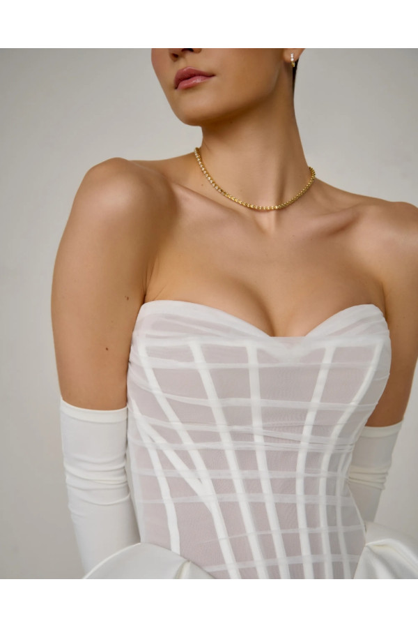 Monarch abito da sposa avorio ampio in raso di Justin Alexander