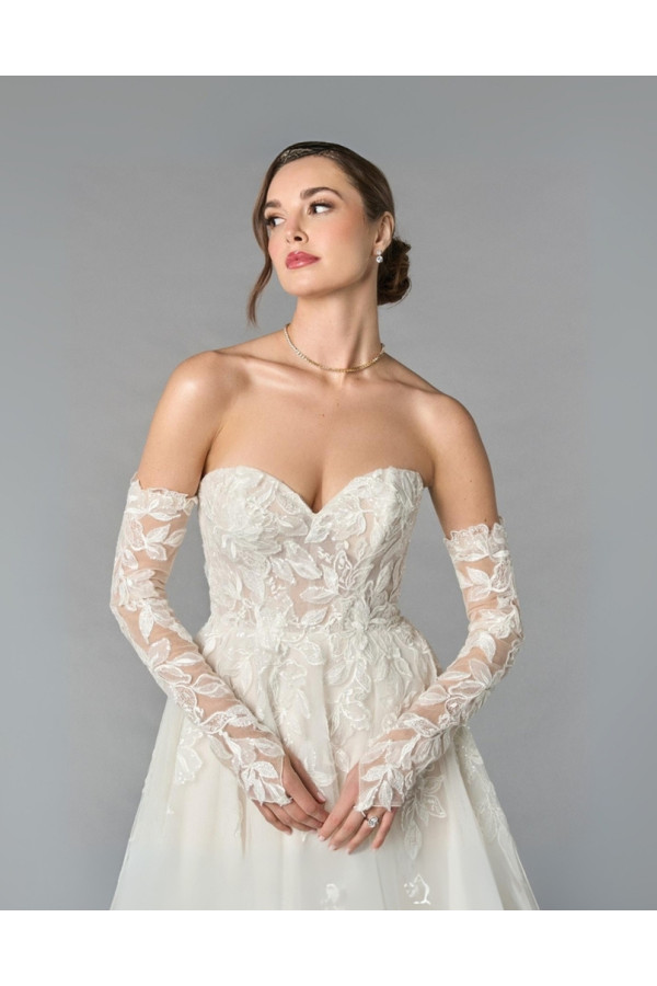 abito da sposa 55255, bianco, tulle, ampio, Ring
