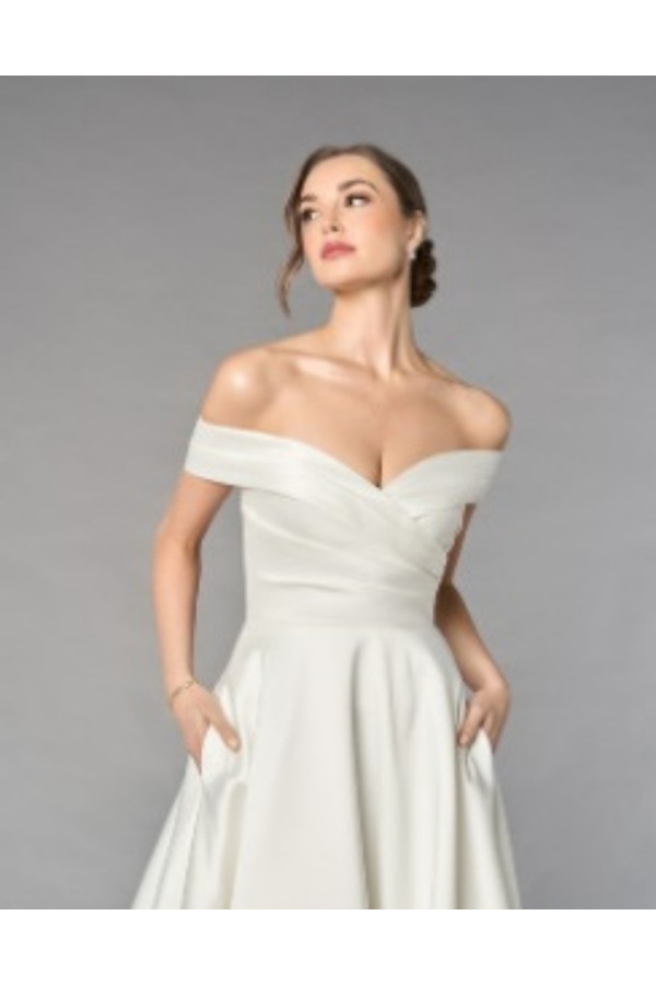 Abito da sposa 55252-ja-26, ampio, bianco, mikado, Ring