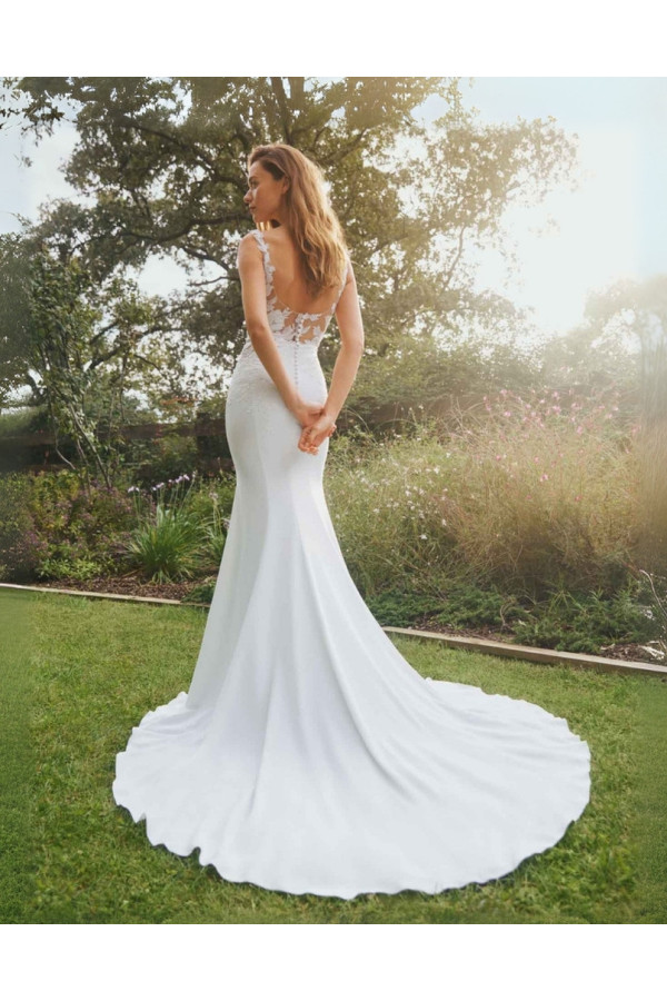 Abito da sposa Demi, avorio, a sirena, crep, Alberto Palatchi