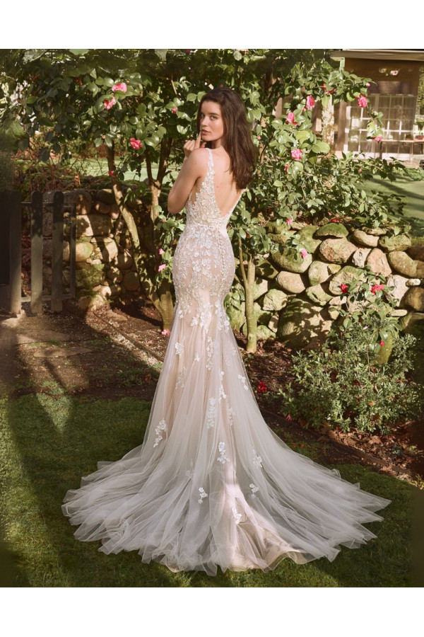 Abito da sposa Zainab, avorio, tulle, a sirena, Alberto Palatachi 2025