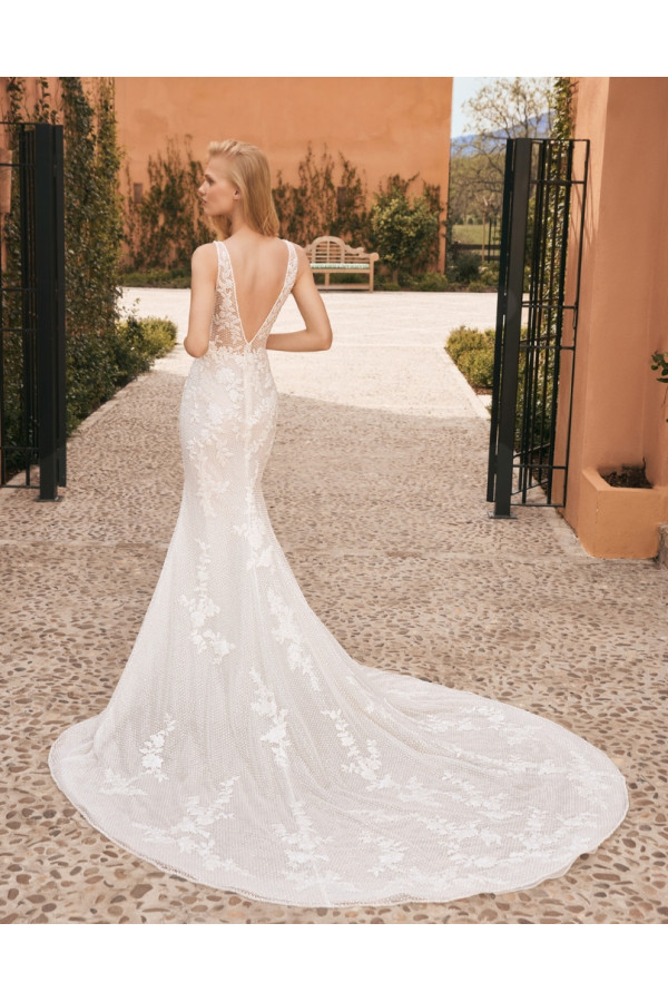 Abito da sposa Phoebe, avorio, a sirena, di pizzo, Alberto Palatachi