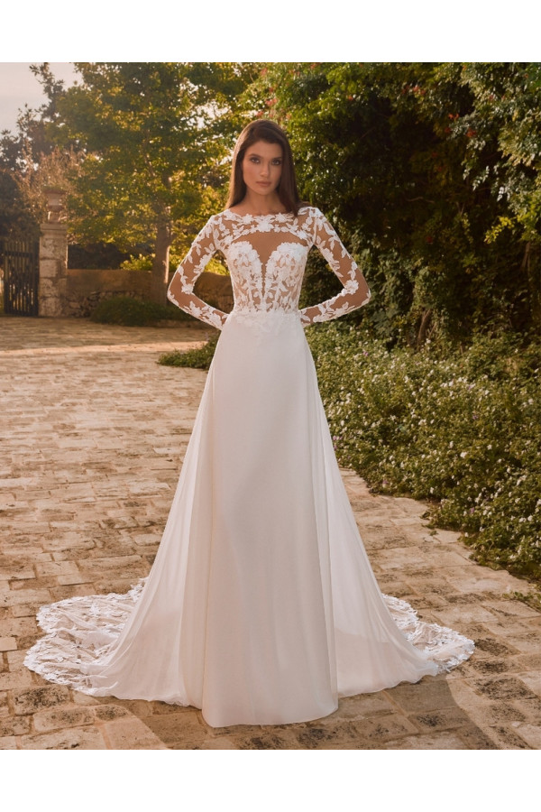 capucine abito da sposa avorio chiffone scivolato alberto palatchi
