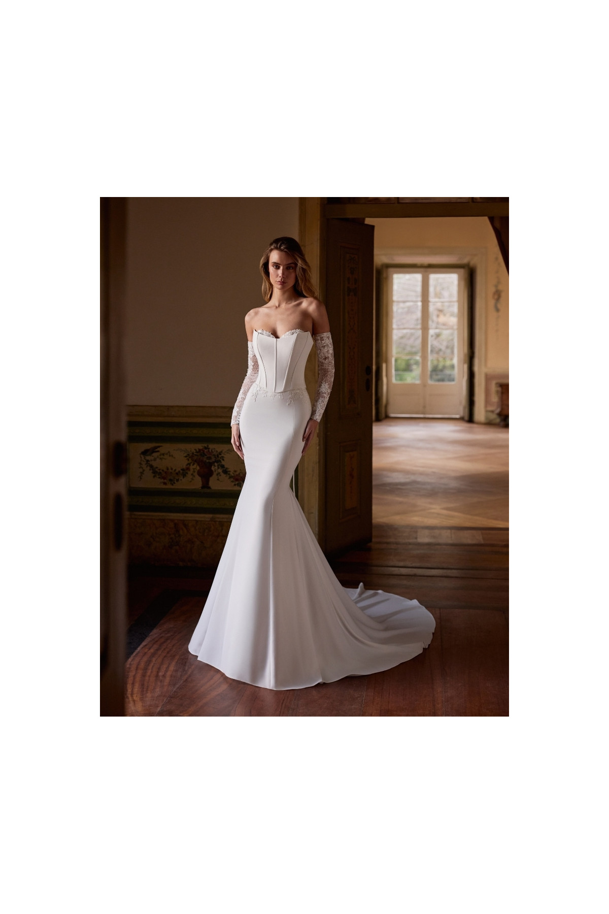 Agave, abito da sposa avorio in mikado di seta ampio, alberto palatchi